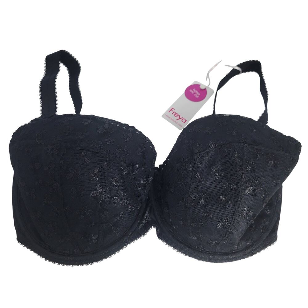 Freya Black Padded Lace Half Cup Wire Bra Size 36J NWT 72226-1388